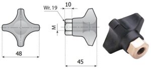 Pokrętło z gwintem wewnętrznym M10